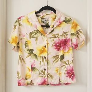 Caribbean Joe Hawaiian Pink Button Down Size Small